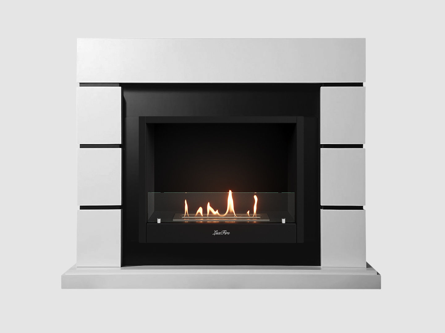 Каминный портал МДФ "Аляска 1350" с биокамином Lux Fire "Фаер Бокс 1-33" (белый) по цене 79 500 руб.