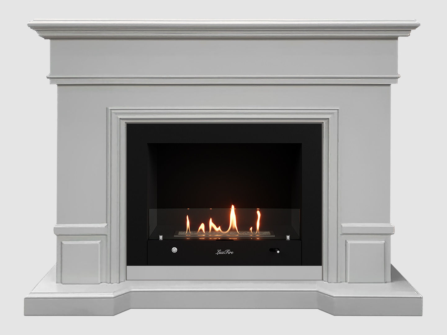 Каминный портал МДФ "Фантазия 1350" с биокамином Lux Fire "Фаер Бокс 4-30" (белый) по цене 134 300 руб.